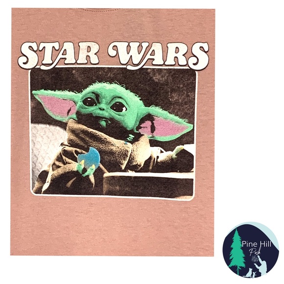 Star Wars Disney Baby Yoda Graphic T-Shirt Womens Small Pink Short Sleeves NWT - Picture 2 of 7